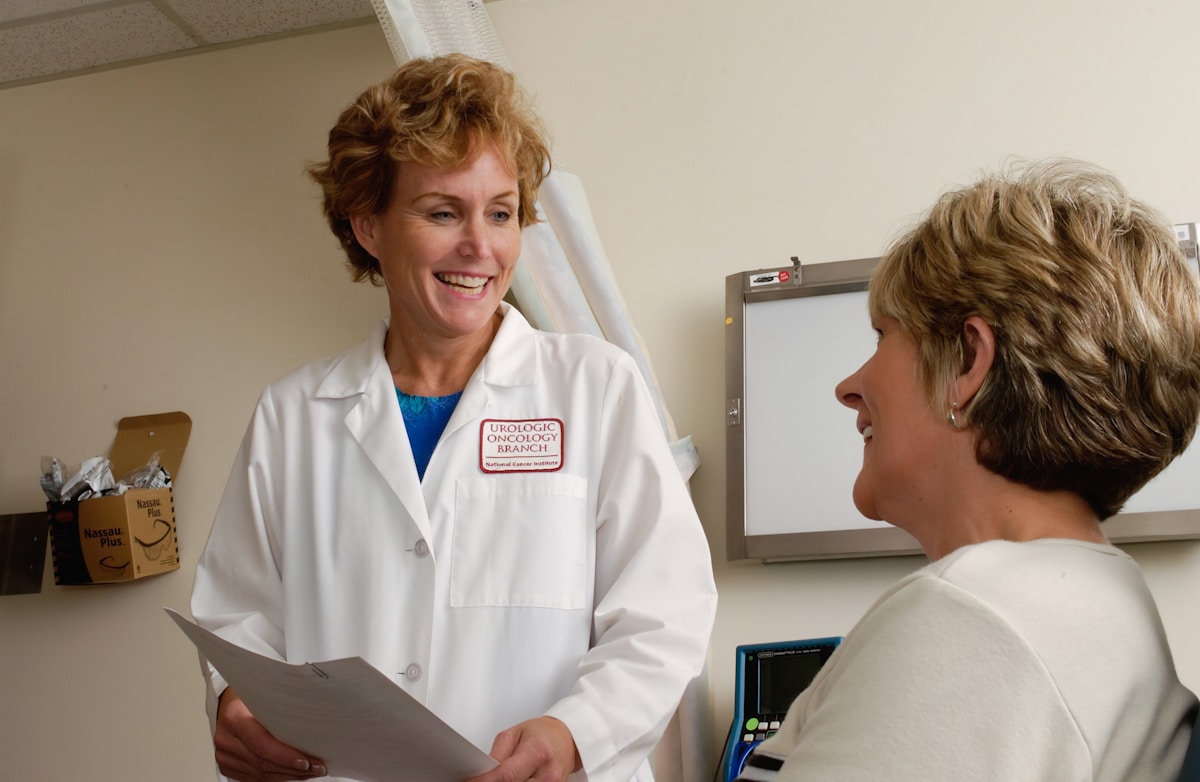 Doctor speaking with a patient in a clinic